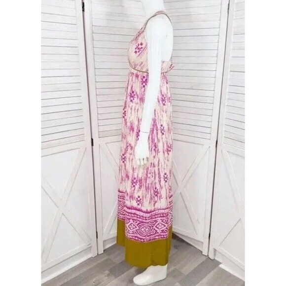 Chic Ann Taylor‎ Loft Womens Sz 6 Pink White 100% Silk Long Lined Sundress Dress - Picture 5 of 7